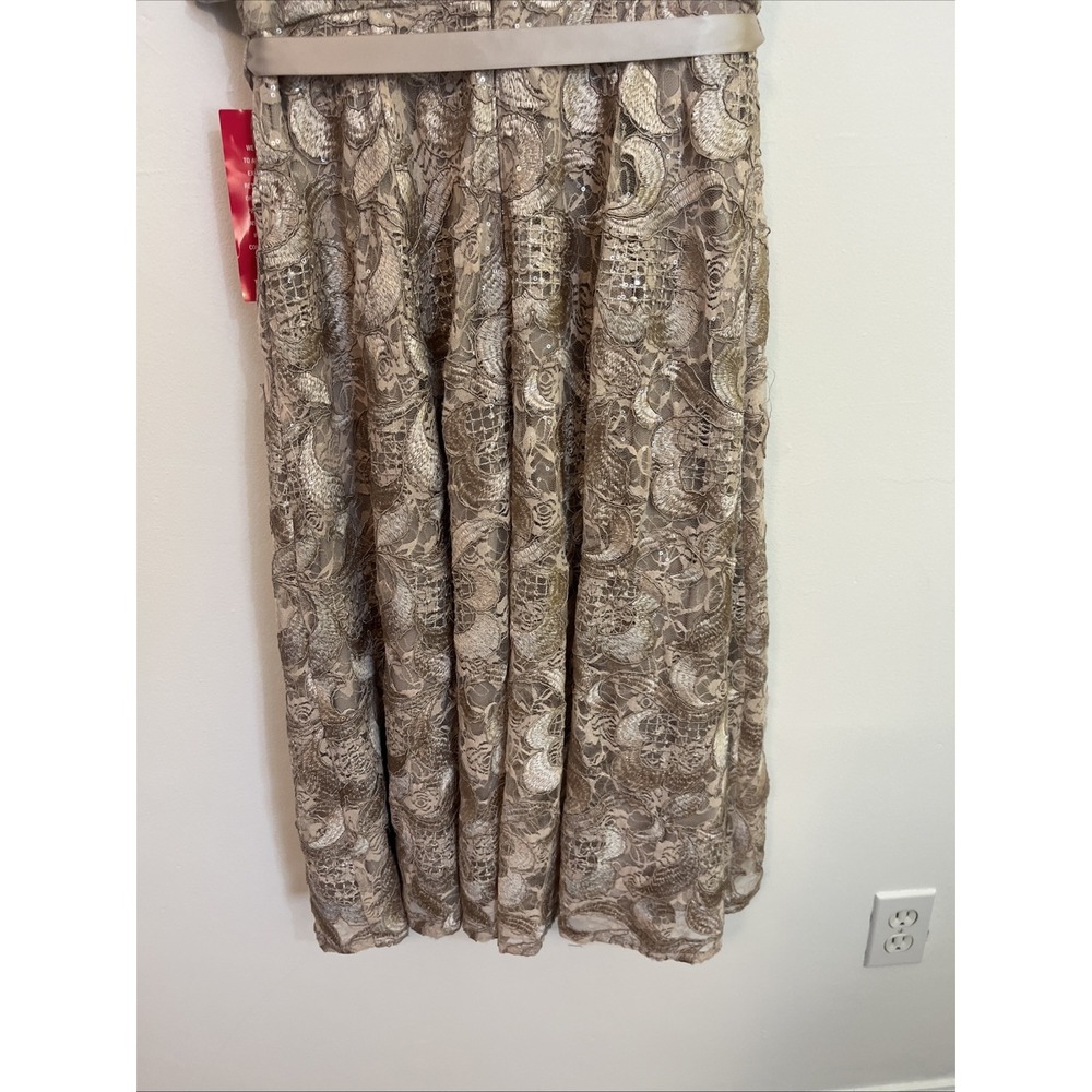 Alex Evenings Metallic Champagne Lace Fit-and-Flare Midi Dress - Picture 9 of 10